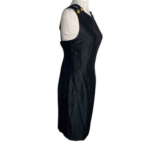 Vintage Scott McClintock Sheath Dress S Black Sleeveless Cross Back Knee Length - Picture 3 of 7